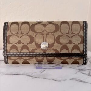Coach Brown and Tan Signature C Wallet